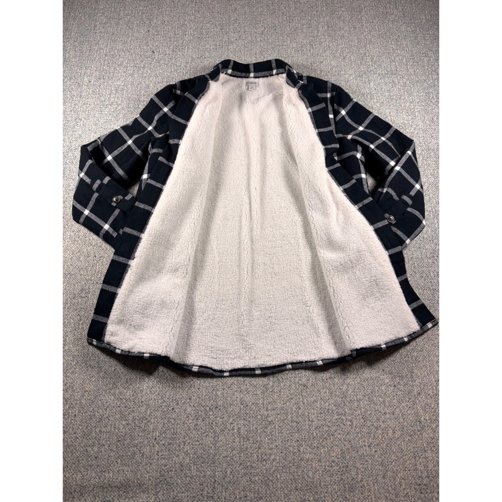 J.Crew Plaid Sherpa Lined Flannel Men's Shacket Black White Size XSmall - Picture 2 of 5